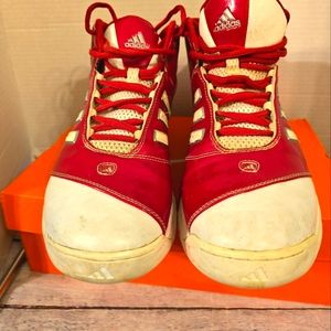 ADIDAS MEN'S PRO MODEL VINTAGE RED AND WHITE SIZE 12